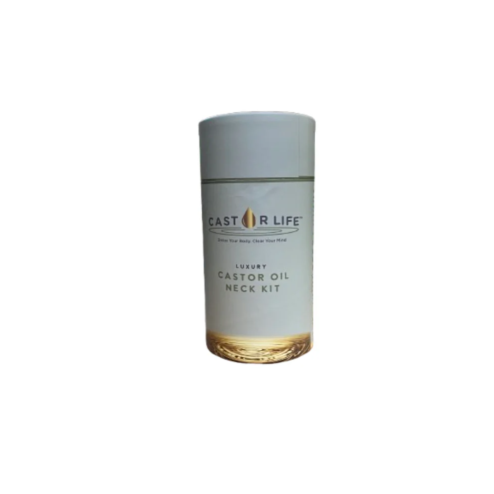 CastorLife Organic Neck Kit : Wrap with Organic Castor Oil and Pump BUNDLE