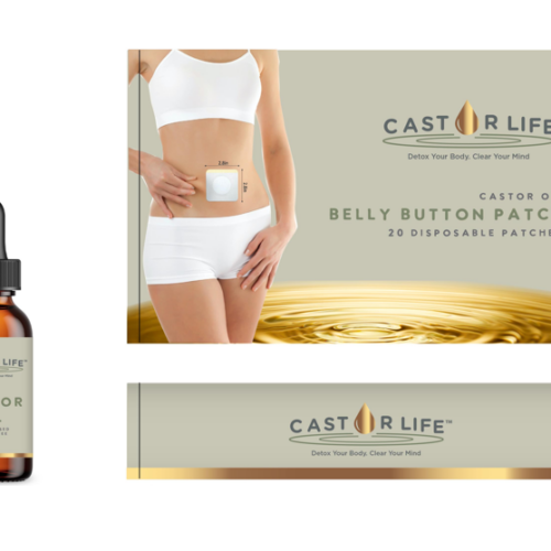 CastorLife -30 Belly Button Patches with 30ml Castor Oil dropper bottle