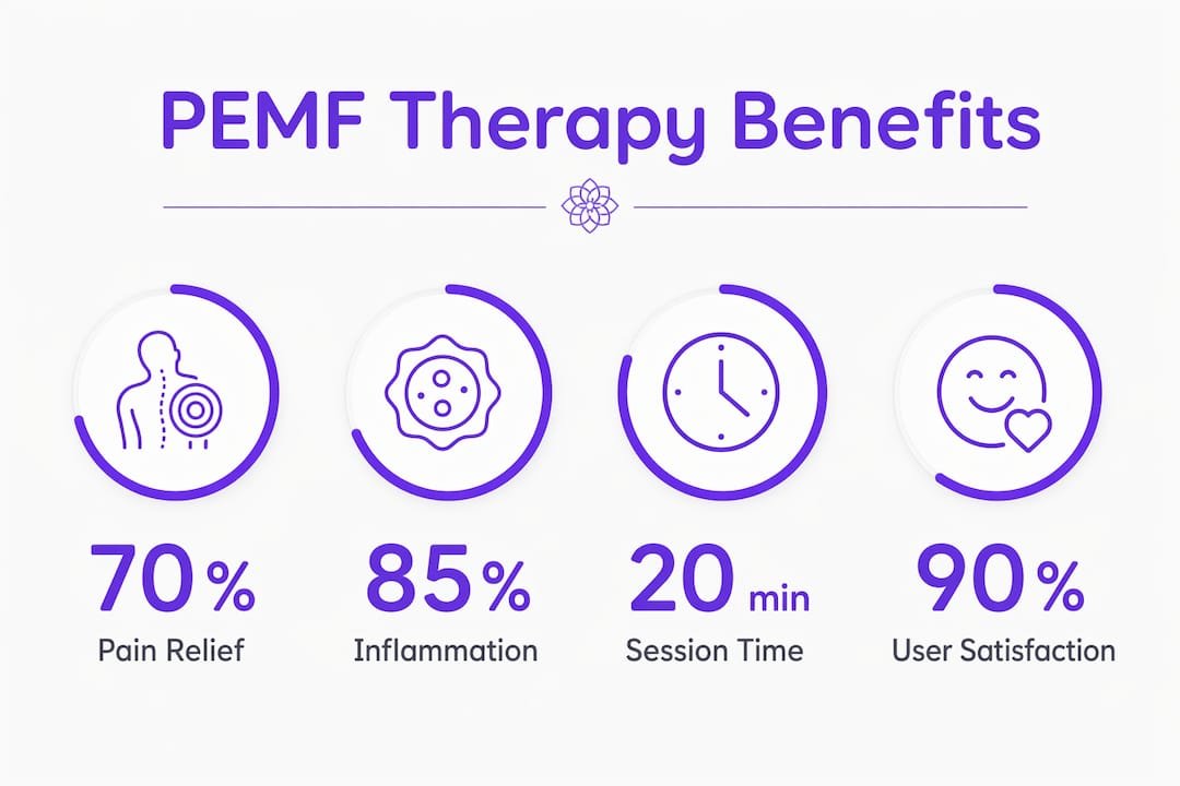 Infographic showing PEMF therapy benefits and statistics