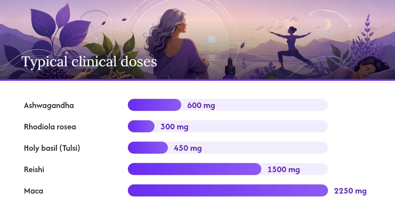 Comparison infographic of six adaptogens