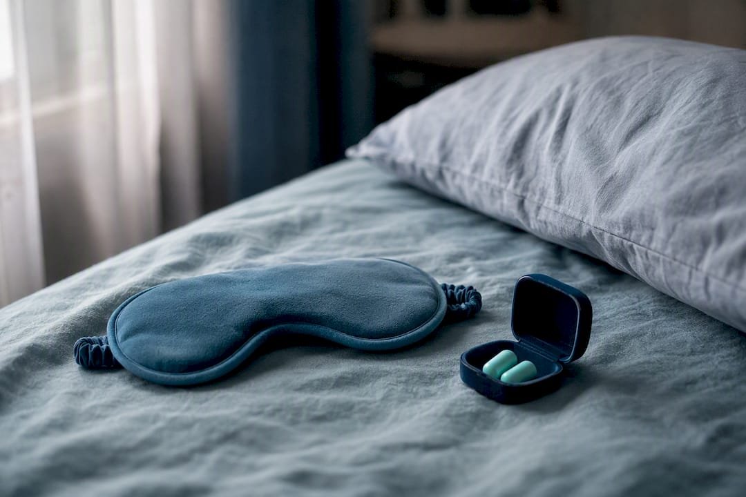 Sleep aid items on bedside table