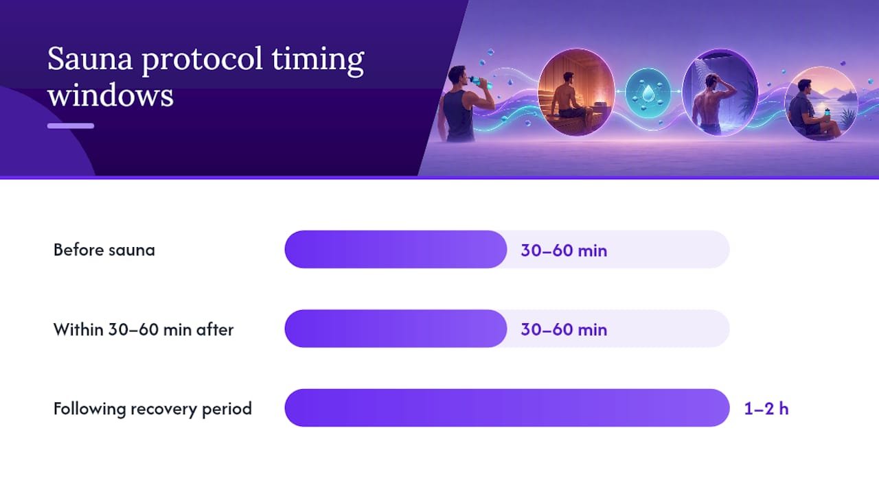 Practical protocol: before, during and after your sauna — overview diagram