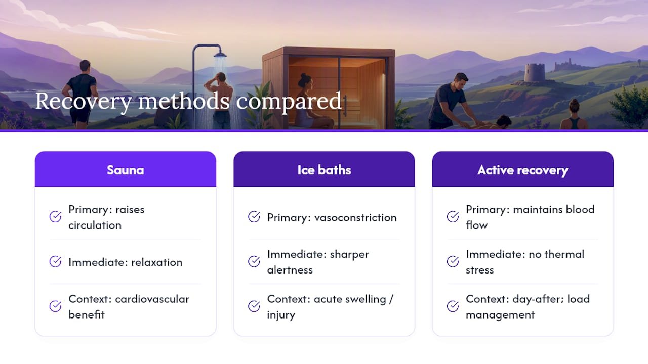 Sauna ice bath and active recovery comparison