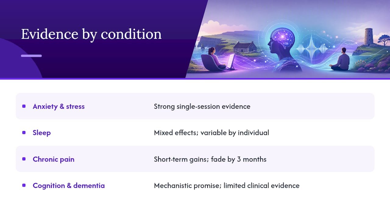 Does the evidence differ by condition? — overview diagram