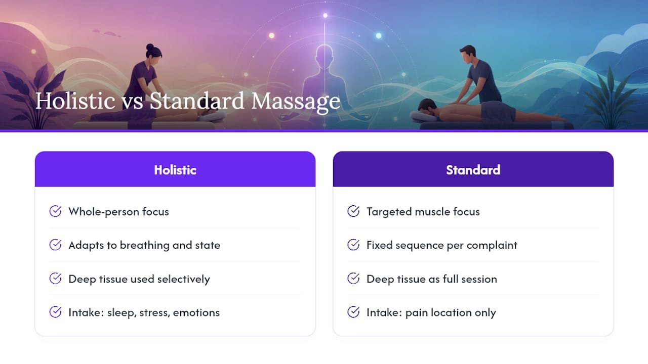 Holistic massage vs standard massage: what's actually different — overview diagram