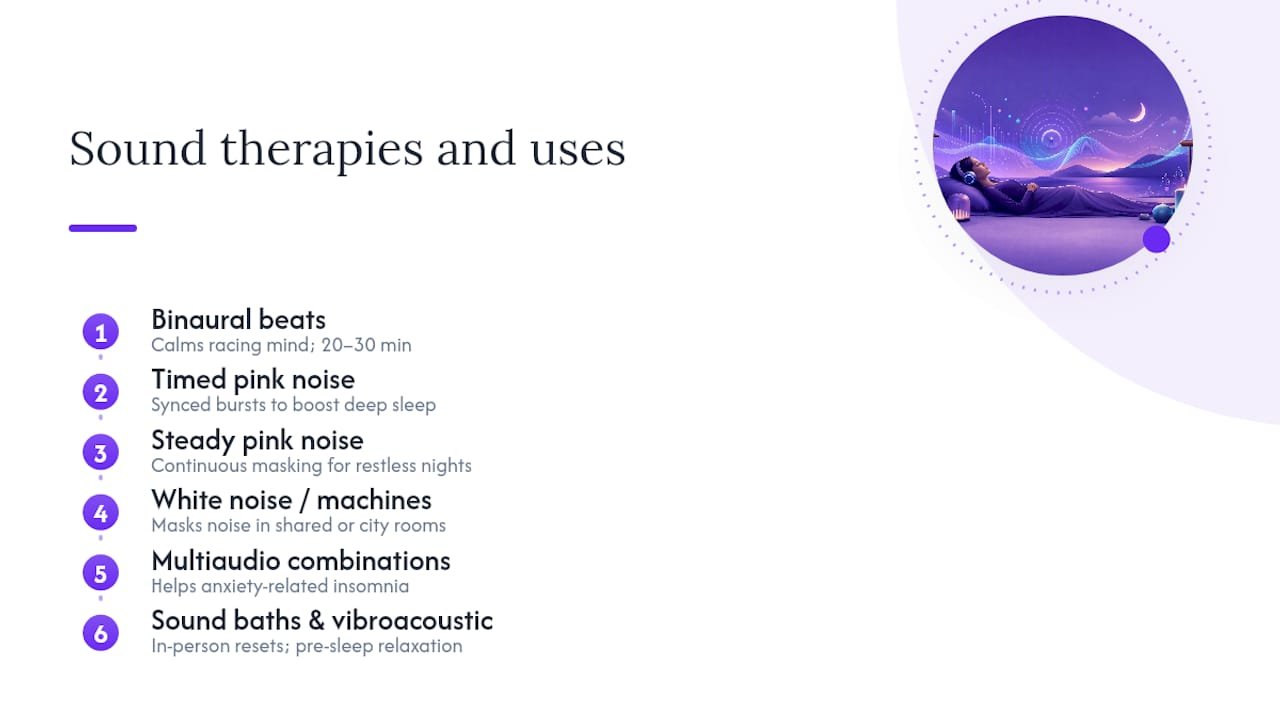 Six sound therapy approaches for sleep