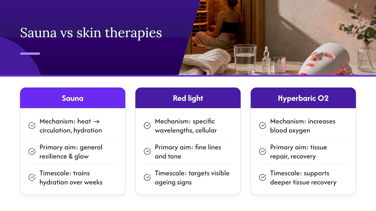 Three therapies and their distinct skin-related aims